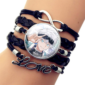 6 Diseños al por mayor: Pulseras de cuero PU de dibujos animados con logo de anime de Satoru Gojo, de varias capas, estilo artesanal, tipo brazalete y pulsera de muñeca - Product Image 5