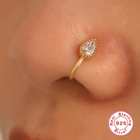 Anneau de nez factice Gaby Trendy en argent sterling S925, simple et tendance, manchette de nez dorée, sans perçage, piercing de nez serpent