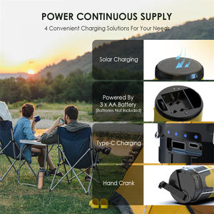 Linterna LED portátil para acampar, linterna recargable con gancho plegable, alimentada por batería para uso de emergencia o campamentos - Product Image 4