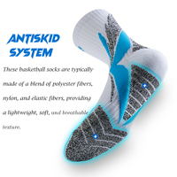 Veidoorn Chaussettes de basket-ball pour homme Premium Crew Elite avec fond en éponge et motif à rayures antidérapant pour la saison d'automne