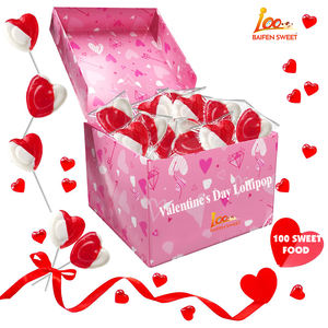 100SWEET FOOD OEM Sucettes aromatisées à la crème <span class=keywords><strong>de</strong></span> fraise <span class=keywords><strong>en</strong></span> <span class=keywords><strong>forme</strong></span> <span class=keywords><strong>de</strong></span> <span class=keywords><strong>coeur</strong></span> <span class=keywords><strong>rouge</strong></span> pour la Saint-Valentin - Product Image 1