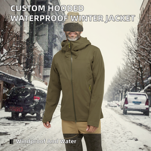 2025 OEM Wholesale High Quality Custom Hooded Canvas <b>Winter</b> Outdoor Casual <b>Waterproof</b> Windbreaker Zipper Front Soft Shell <b>Jacket</b> - Product Image 2