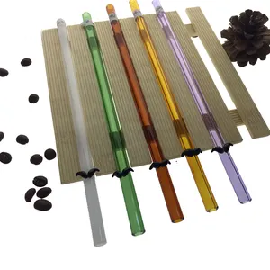 Huailai Wholesale Good Quality Eco Color Mixed Straight Borosilicate Glass Straw With Case