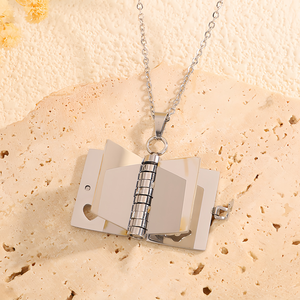 Нержавеющая сталь под заказ может открыть Выгравированный текст имя мини книга медальон ожерелье - Product Image 6