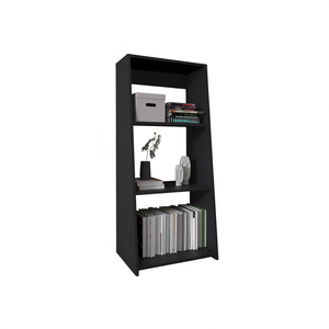 Libreria Nera 47 Pollici con 3 Ripiani, Mobile Moderno Minimalista per Soggiorno, Scaffale Autoportante in Legno per Organizzazione Domestica - Product Image 1
