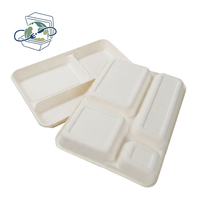 4-delige lunchboxen, magnetronbestendig, oliewerend, waterdicht, composteerbaar, biologisch afbreekbaar, geschikt voor voedselbereiding