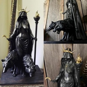 Sorcière <span class=keywords><strong>de</strong></span> la nuit Décoration intérieure Halloween Hécate Sorcière grecque Statue Figurine Chiens modernes <span class=keywords><strong>de</strong></span> la magie Sculpture en résine - Product Image 5