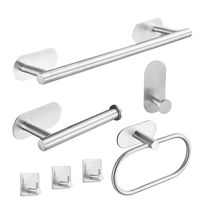 <span class=keywords><strong>Set</strong></span> di 5 Portasciugamani Adesivi da Parete in Acciaio Inox Nero Opaco per Bagno, con Gancio per Carta Igienica e Porta <span class=keywords><strong>Asciugamani</strong></span> - Product Image 2