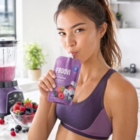 Pochette d'emballage pour gel énergétique alimentaire Goodluck avec bec verseur central, conception de sac souple autoportant, couleur et logo personnalisables, taille sur mesure
