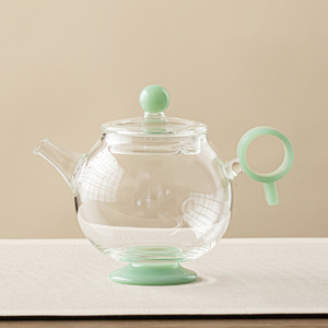Tetera pequeña de vidrio con tapa resistente al calor para té Gongfu, recipiente para preparar té verde de un solo uso - Product Image 3