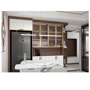 Gabinete de diseño de cocina moderno blanco enfocado en gabinete de almacenamiento de cocina de gabinete de casa entera personalizado - Product Image 5