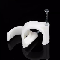 Attaches de fixation murales rondes en plastique pour câbles de 4 mm, 5 mm, 6 mm, 8 mm, 10 mm, avec clous en acier pour câbles coaxiaux