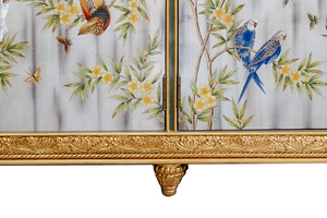 Consolle Curva in Legno Oro e Nero per Corridoio, Tavolino d'Appoggio Antico con Arte <span class=keywords><strong>Orientale</strong></span> Asiatica, Mobile Angolare per Casa - Product Image 4