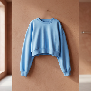 Sudadera Oversize de Cuello Redondo para Mujer, Manga Larga, Color Sólido, Tejido de Algodón, Estilo Otoñal, Diseño de Hombros Caídos - Product Image 1