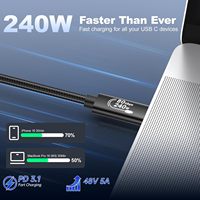 Cable Thunderbolt 5 Tipo C PD240W 5A, Transmisión de Datos de 80 Gbps, Pantalla de Video 16K60Hz 8K60Hz, Cable de Carga Rápida para Disco Duro de Computadora