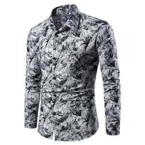 Nouvelle Arrivée 2025 – Chemise Décontractée Homme à Manches Longues Imprimé Géométrique Coupe Slim Style Hip <span class=keywords><strong>Hop</strong></span> 100% Coton pour Soirées et Usage Quotidien - Product Image 5