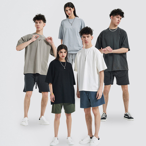 เสื้อยืดผ้าฝ้ายเฮฟวี่เวทยูนิเซ็กซ์สไตล์วินเทจสำหรับการพิมพ์และปักแบบกำหนดเอง