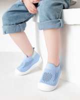 Nouvelle Arrivée Chaussures-chaussettes Premiers Pas pour Bébé en Tricot Vert Menthe avec Poignée de Tirage, Respirantes, Souples, Semelle Antidérapante en TPE, Vente en Gros