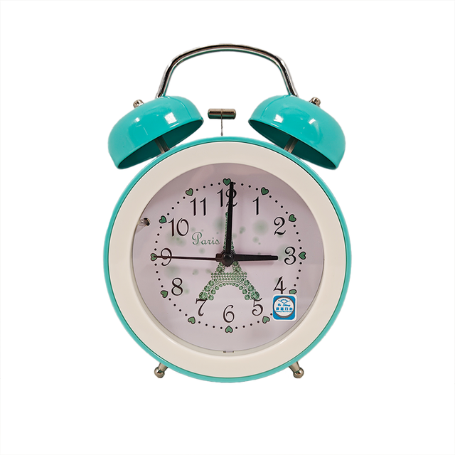 4 Inch Bell Quartz Analog Alarm Clock Metal ABS Traditional Design 3D Dial Backlight Function Desk Table Clock for Home Office
