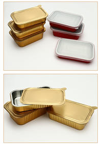 ถาดฟอยล์สี่เหลี่ยมสำหรับใส่อาหารแบบนำกลับบ้าน ขนาด 580 มล. 750 มล. 930 มล. สีทอง ผลิตตามสั่งจากโรงงาน พร้อมฝาปิด - Product Image 6