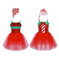 Disfraz de Duende Navideño para Niñas, Tutú con Gorro, Falda de Tul con Lentejuelas y Rayas de Bastón de Caramelo, Traje de Baile para Recital Infantil, Personalizado