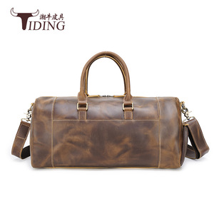 Tiding Men's Genuine Leather Travel Duffel <b>Bag</b> Large Capacity <b>20L</b> Solid Color Soft Handle Gym <b>Bag</b> - Product Image 2