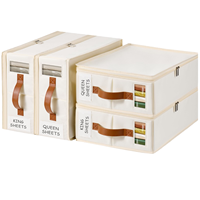 Organiseurs de draps de lit, ensemble de rangement pliable avec poignée, boîte de rangement pour literie, housse de couette, gain de place pour armoire