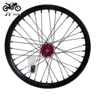 Jeu de roues robustes à rayons droits noirs 19x1.4 avec moyeu avant rouge et nipples rouges pour Surron Light Bee - Pièces de motocross