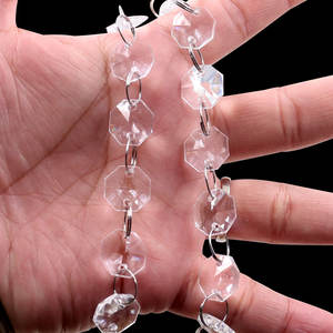 투명 14mm 팔각형 크리스탈 아크릴/플라스틱/루사이트 샹들리에 비즈 두 개의 구멍 8면체 램프 프리즘 부품 보석 제작용 - Product Image 4