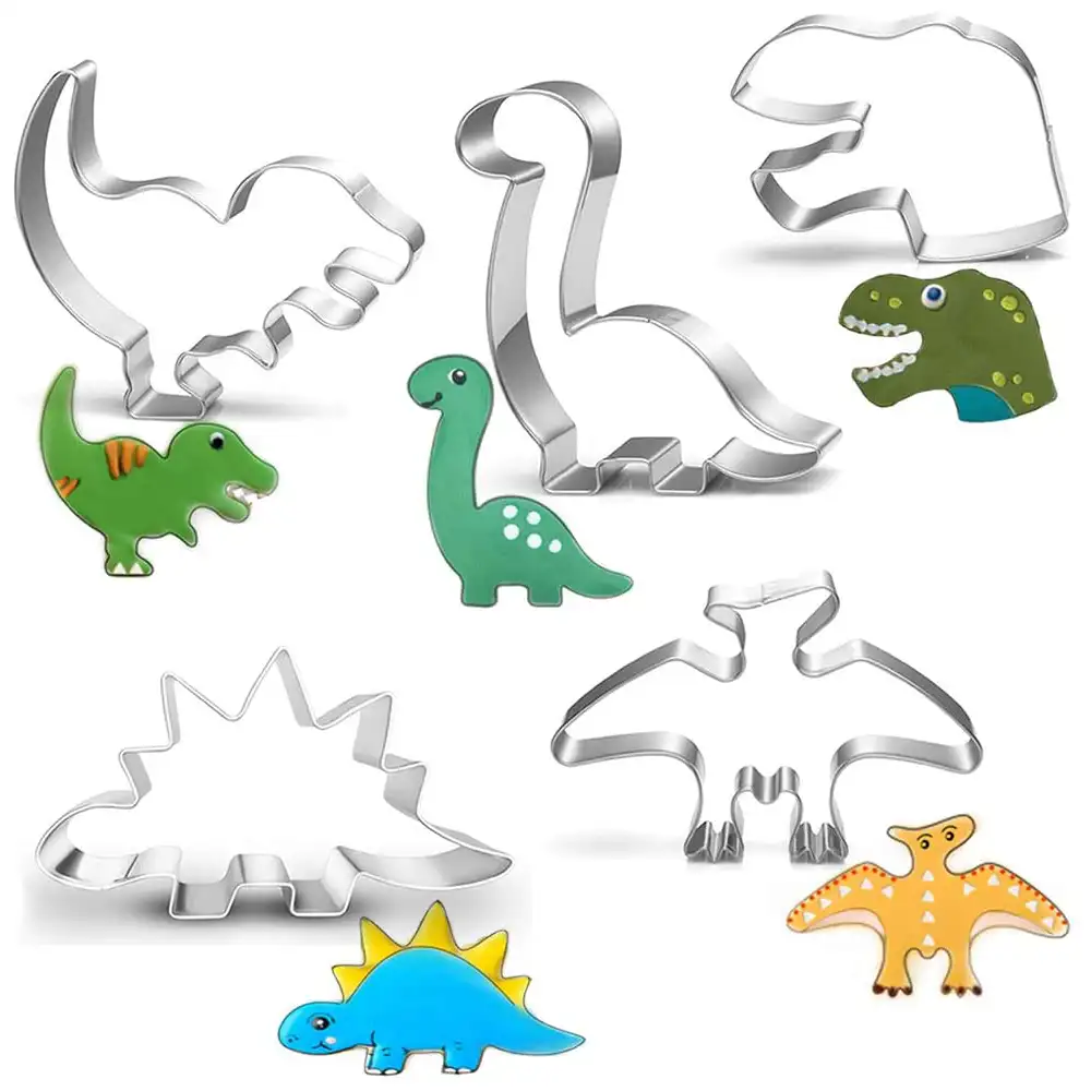 Benutzer definierte Neue Backwerk zeuge Edelstahl Metall 3D Dinosaurier Mini Aus stecher Formen Set für Kinder Ramadan Kekse Cutter