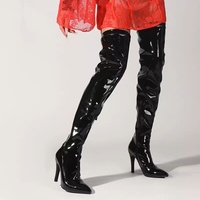 Bottes hautes pour femmes, style stripteaseuse, à talons aiguilles, sexy, à bout pointu, rouges, d'été, pour club, soirée, danse jazz, grandes tailles 40-45