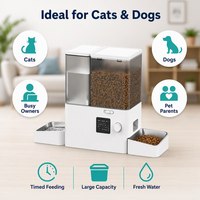 Fontaine à eau et distributeur de nourriture 2 en 1 pour chats et chiens, alimentation automatique programmée, grande capacité de 5 L, filtre à eau circulant