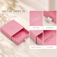 Boîte cadeau rigide rose personnalisée avec logo, prix de gros, estampage à chaud argenté, boîte d'emballage coulissante en papier pour petites entreprises