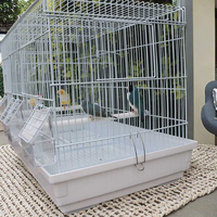 Cage à oiseaux portable Dayang de style moderne, motif uni, en métal blanc, avec cloison en soie de jade, construction en fer