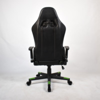 Chaise de bureau PC en cuir noir et vert pour longues sessions, avec siège en mousse moulée, réglable en hauteur, pivotante, pour le gaming