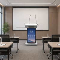 Pupitre interactif intelligent 23,8 pouces avec écran LCD, microphone et base à levage automatique pour églises et conférences