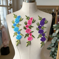 Appliques en dentelle 3D multicolores de luxe, brodées, en forme de rose et de cœur, en PVC, à coudre, pour le bricolage, en feutre non tissé, pour chapeaux