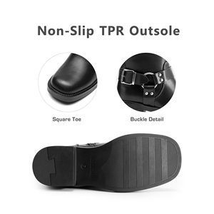 <span class=keywords><strong>Stivali</strong></span> da Donna di Alta Qualità al Ginocchio con Cerniera Laterale, <span class=keywords><strong>Stivali</strong></span> da Moto con Punta Quadrata, Tacco Basso e Robusto, Fibbie alla Moda, <span class=keywords><strong>Stivali</strong></span> da Biker - Product Image 2