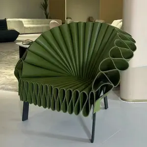 이탈리아 녹색 정품 가죽 악센트 의자 거실 실내 장식 레저 공상 의자 모던 디자이너 의자 호텔 로비