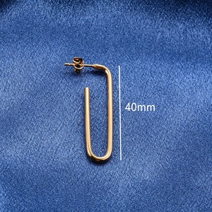 Boucles d'oreilles créoles uniques en acier inoxydable en forme de U pour femmes, lisses, style trombone, accessoires de bijoux pour piercing d'oreille - Product Image 2