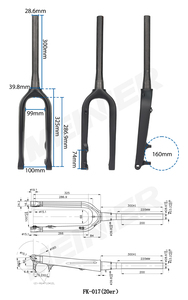 <span class=keywords><strong>Fourche</strong></span> <span class=keywords><strong>rigide</strong></span> en fibre de carbone pour <span class=keywords><strong>VTT</strong></span> enfant 20-<span class=keywords><strong>24</strong></span> <span class=keywords><strong>pouces</strong></span>, frein à disque, rotor 100x15mm 160mm, pneu 2.4-2.75 - Product Image 6