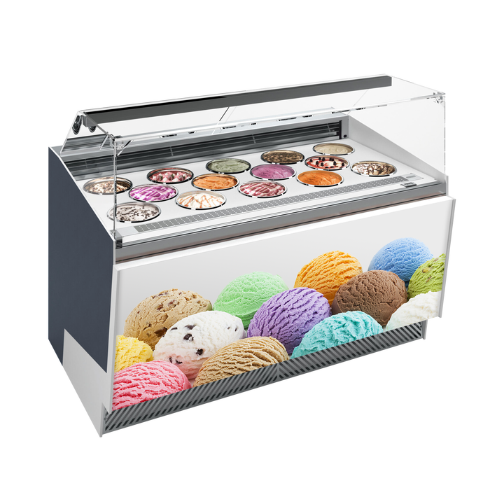 Commercial Upright Ice Cream Freezer Glycol Inox Gelato Pozzetti