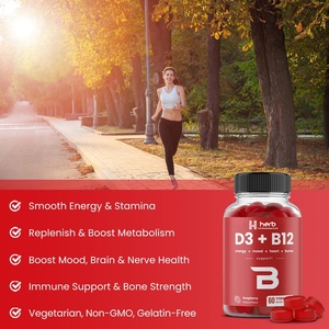 Gummies véganes OEM/ODM de vitamine D3+B12 pour la santé des os et des muscles, suppléments multivitaminés, suppléments à base de plantes, gummies de vitamine D3+B12 - Product Image 4