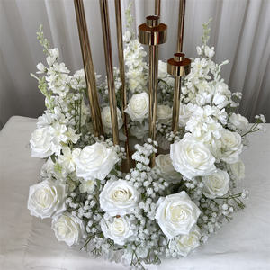 GreenLife - Centro de Mesa Floral con Rosas y Flores de Baby Breath para Decoración de Mesa de Boda, Portavelas - Product Image 3