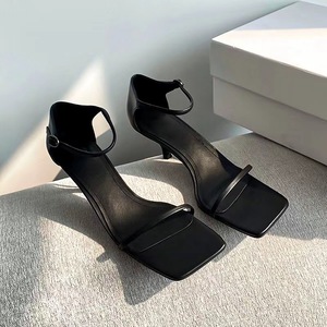 2026 Summer Elegant Open Stilettos Comfortable Square Simple One-strap High Heel for Women Outdoor Suitable Medium Heels - Product Image 1