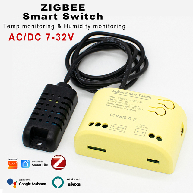 Zigbee Smart Temperature Humidity Switch 1 Channel Timer Record Temperature Changes for Aquariums Water Temperature Monitoring