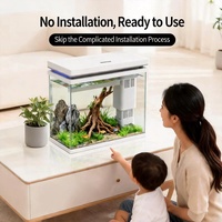 Aquarium auto-circulant ultra-transparent OEM en gros, aquarium de salon, petit aquarium de bureau en verre à faible entretien, taille S