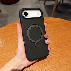 Funda de Teléfono con Textura de Fibra de Carbono de Lujo para iPhone 14 15 16 17 Pro Max Plus Air con Soporte Magnético de Metal, Carcasa Mate Antigolpes - Product Image 3