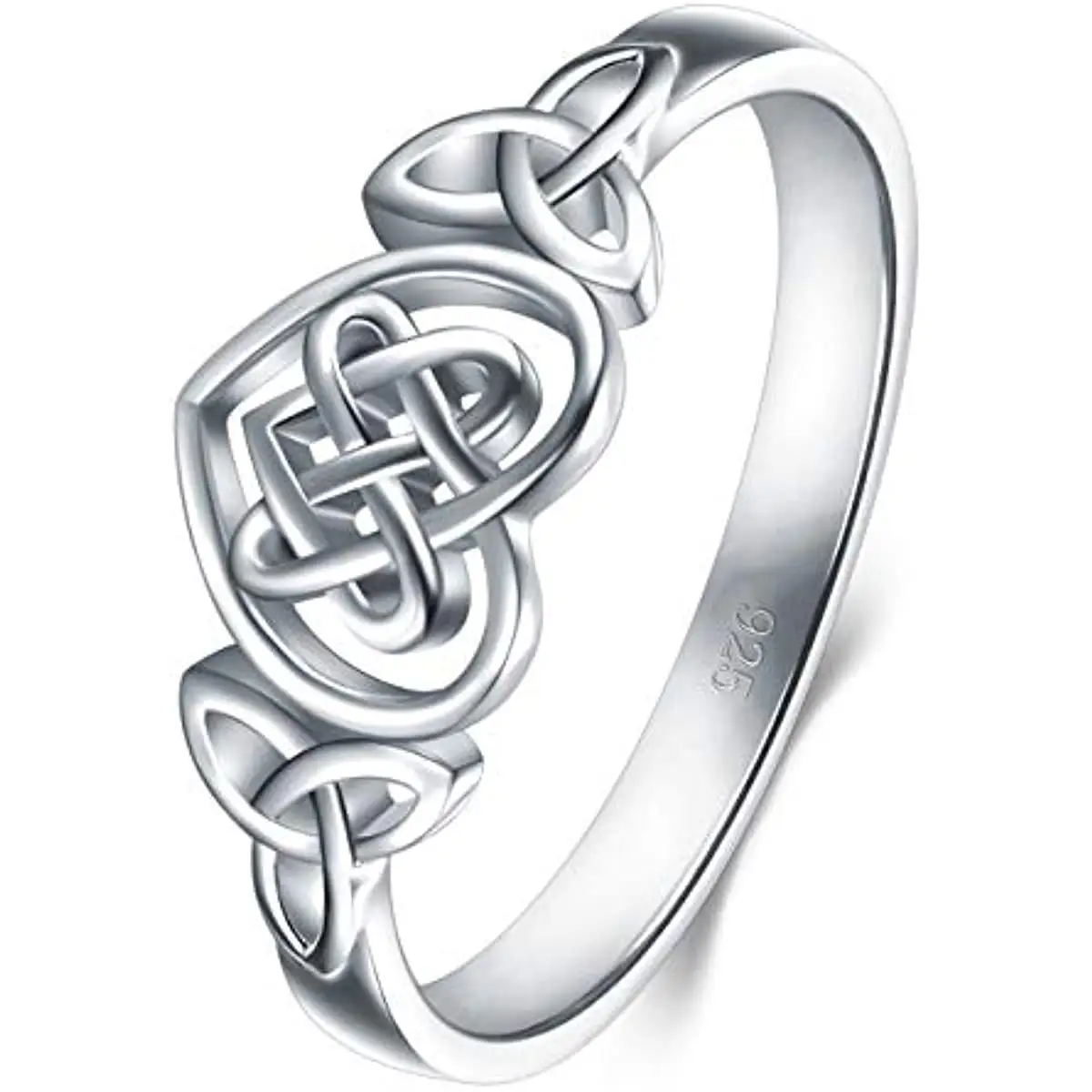 925 Sterling Silver Ring Celtic Knot Heart High Polish Tarnish Resistant Eternity Wedding Band Stackable Ring