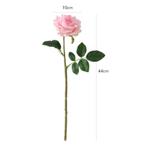 Rose artificielle en soie à toucher réel, à tige unique, bord frisé, pour la décoration de la maison, des mariages et des hôtels
